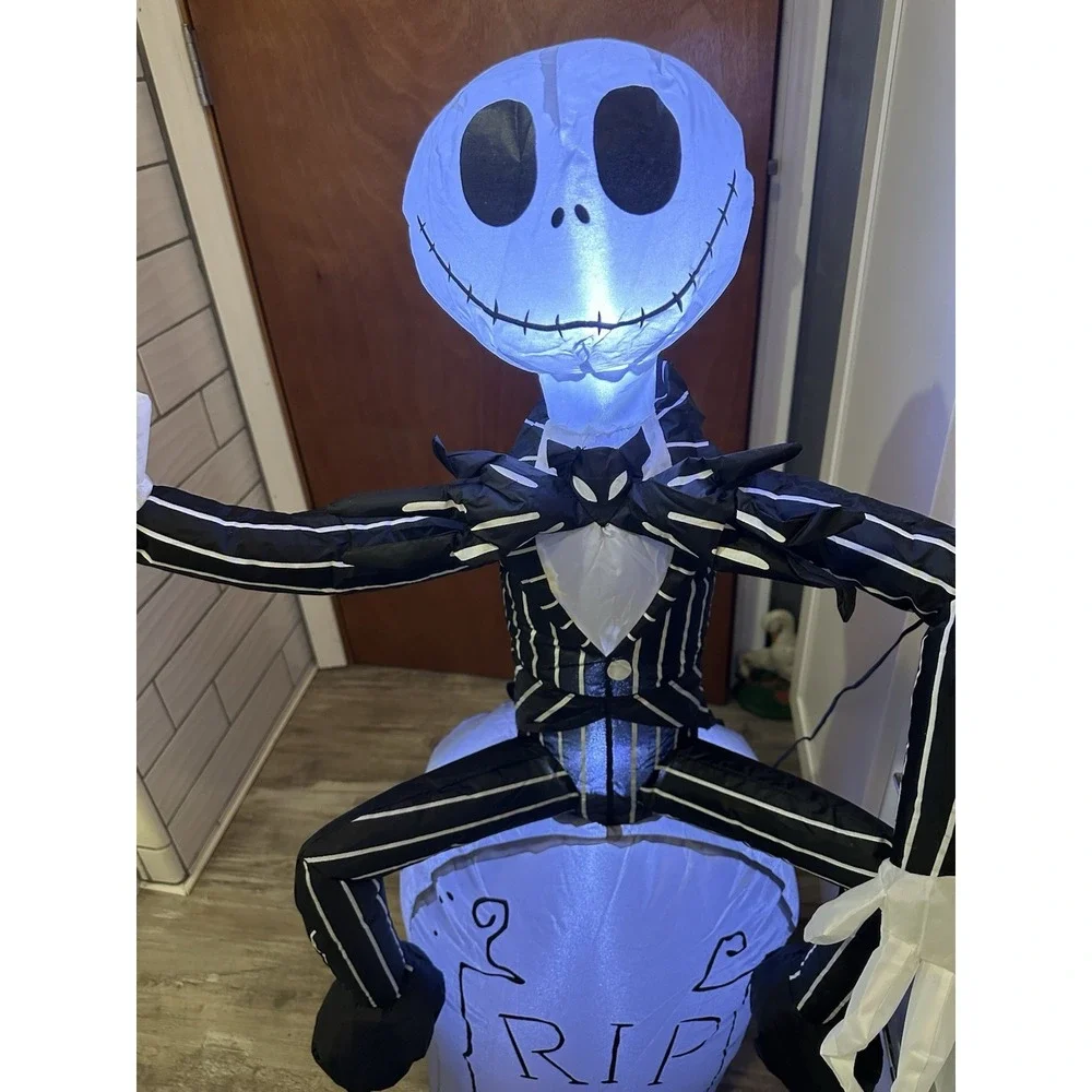 Nightmare Before Christmas Jack Skellington Tombstone Airblown Inflatable 3.5'